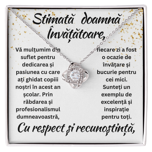 Cadou pentru doamna Învățătoare - Colier Nodul Iubirii Apreciere