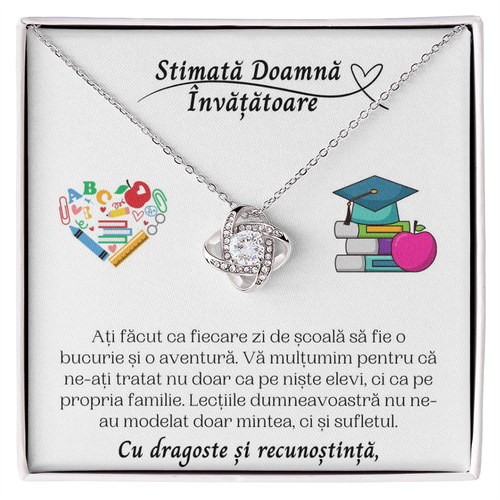Cadou pentru Doamna Invatatoare - Colier Love Knot Mulțumire