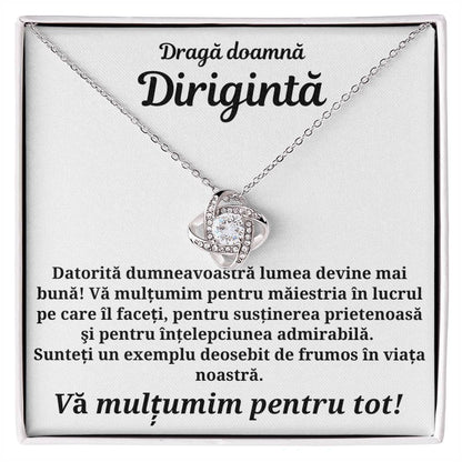 Cadou pentru doamna Dirigintă- Colier însoțit de mesaj- the Knot