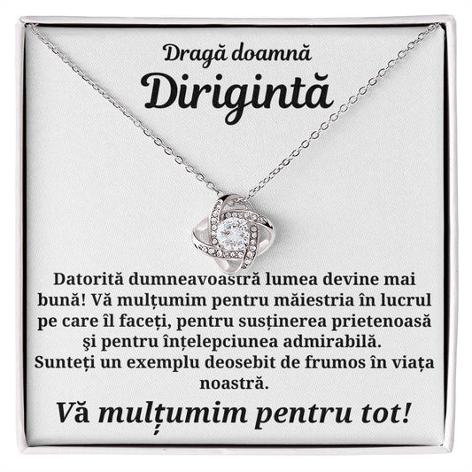 Cadou pentru doamna Dirigintă- Colier din Argint însoțit de mesaj- the Knot