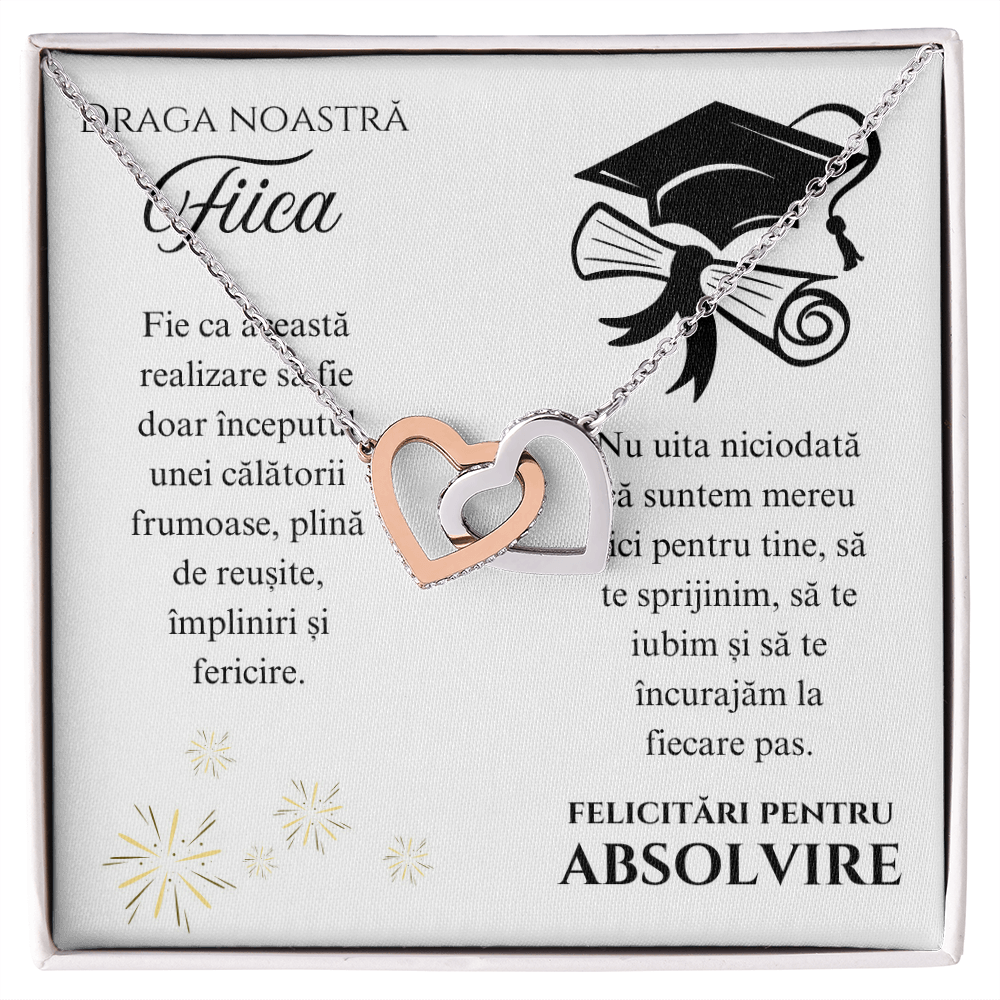 Lantisor pentru fiica Double Hearts - cadou pentru absolvire