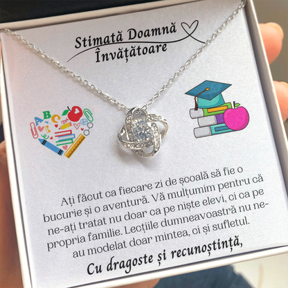 Cadou pentru Doamna Invatatoare - Colier Love Knot Mulțumire