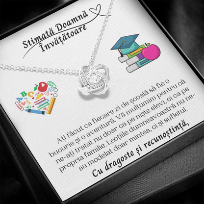 Cadou pentru Doamna Invatatoare - Colier Love Knot Mulțumire
