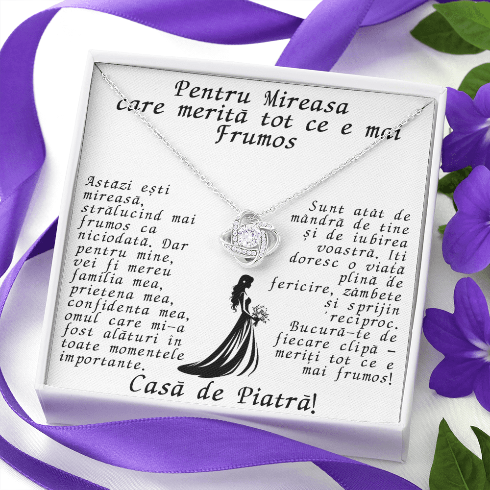 Cadou pentru Mireasă – Colier Elegant cu Mesaj Personalizat