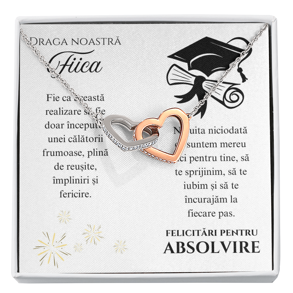 Lantisor pentru fiica Double Hearts - cadou pentru absolvire