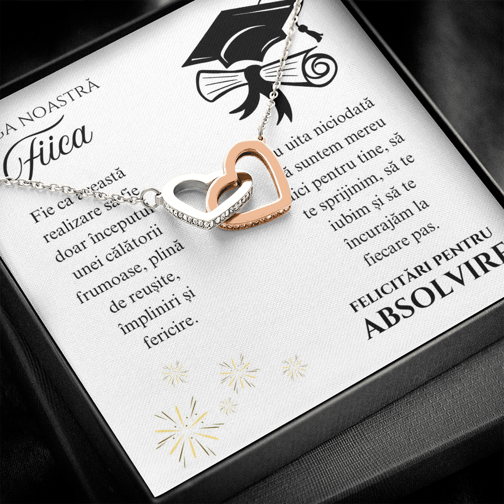 Lantisor pentru fiica Double Hearts - cadou pentru absolvire