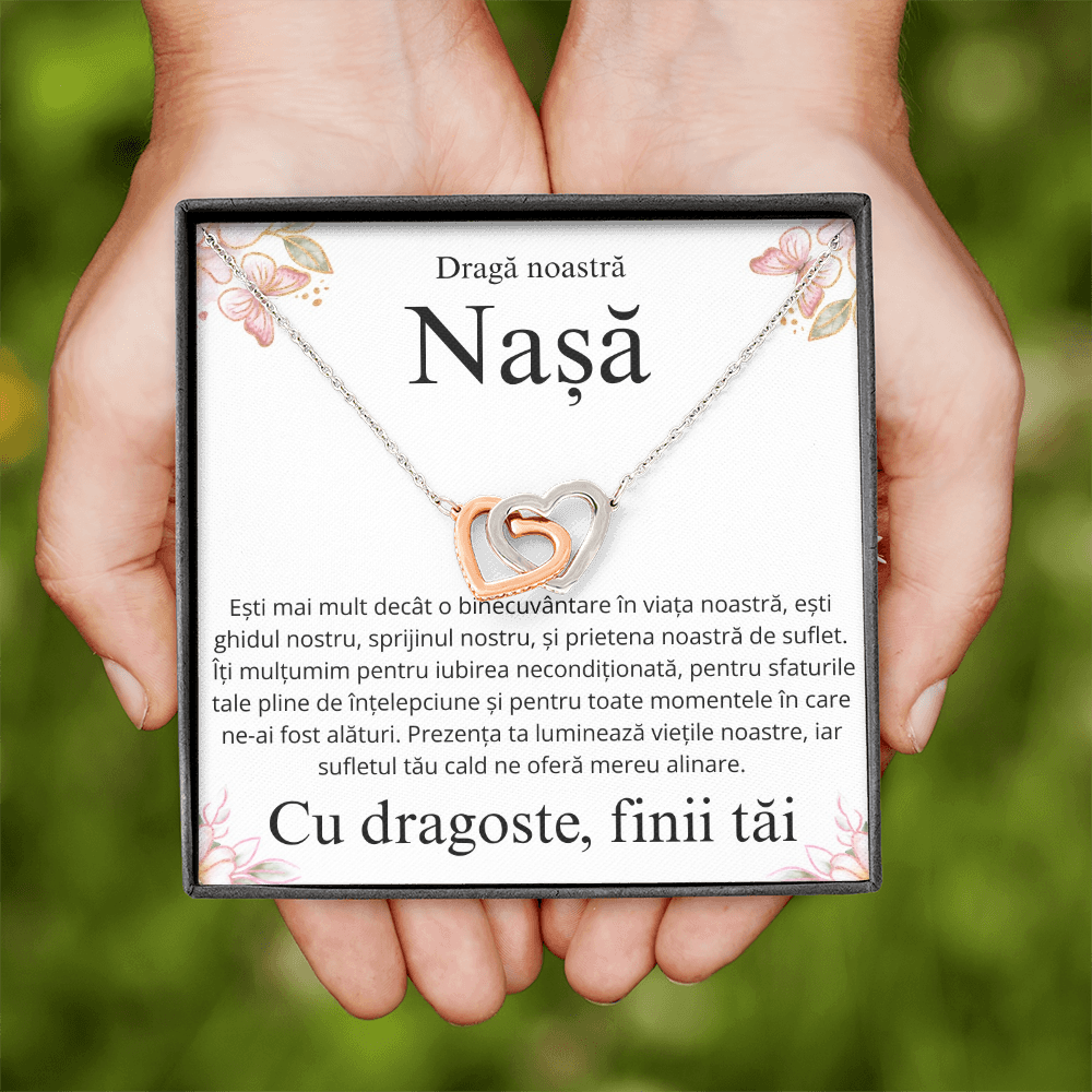 Cadou Nașă Botez - lantisor Inimi pereche