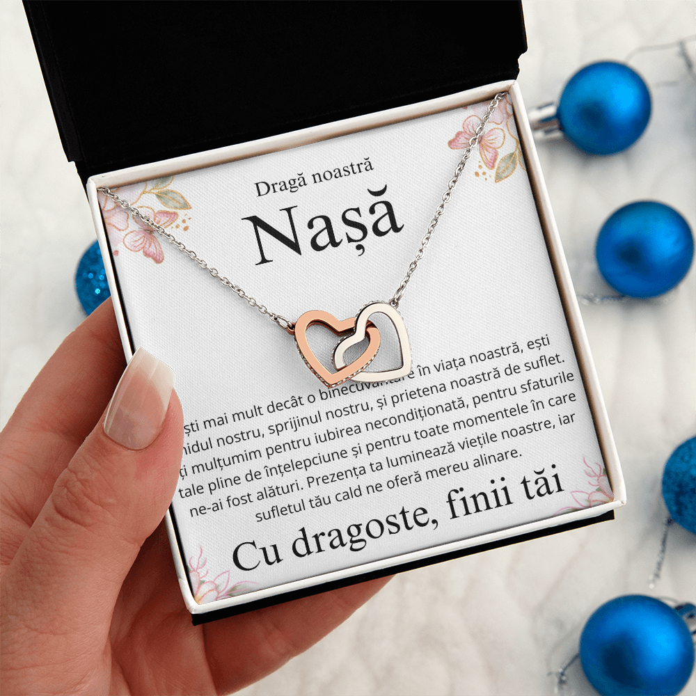 Cadou Nașă Botez - lantisor Inimi pereche