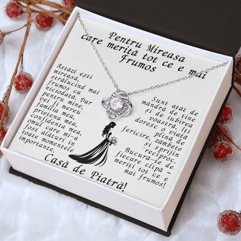 Cadou pentru Mireasă – Colier Elegant cu Mesaj Personalizat
