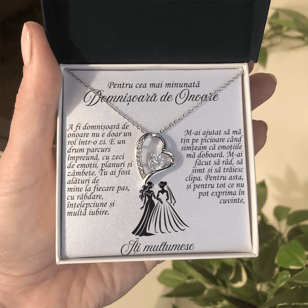 Colier Cadou pentru Domnișoara de Onoare – Bijuterie Elegantă cu Mesaj Emoționant