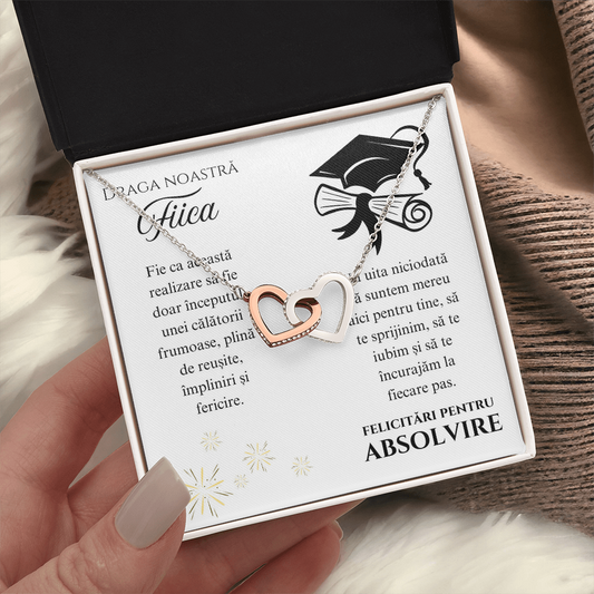 Lantisor pentru fiica Double Hearts - cadou pentru absolvire