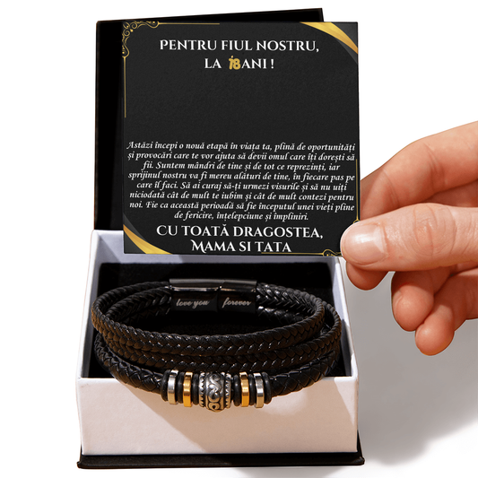 Cadou pentru majorat Fiu - Brățară Piele