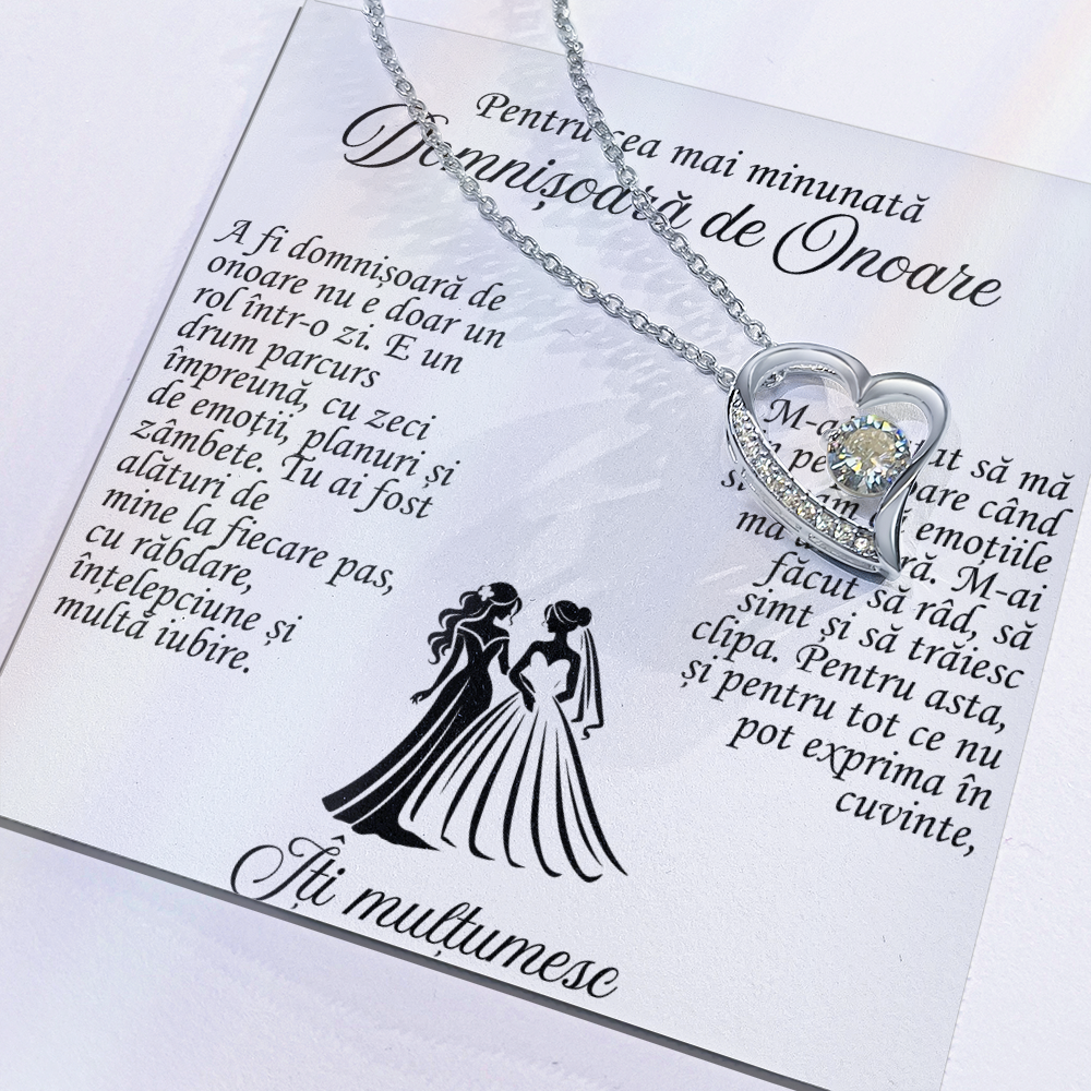 Colier Cadou pentru Domnișoara de Onoare – Bijuterie Elegantă cu Mesaj Emoționant