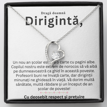 Cadou doamna Dirigintă- Lănțișor Pandantiv Inimă
