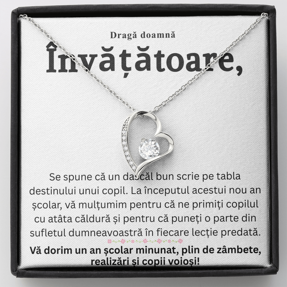 Cadou doamna Învățătoare – Set Bijuterie și Felicitare cu Mesaj Început de An