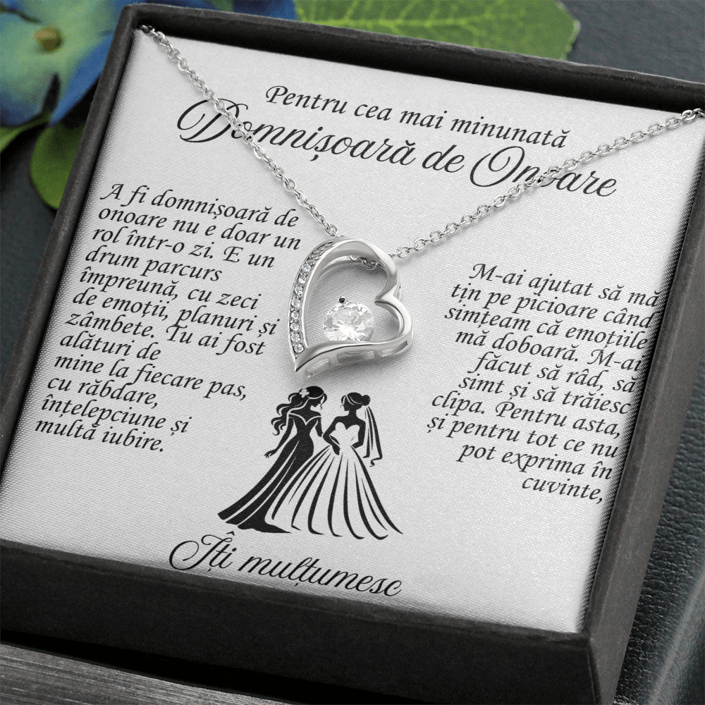 Colier Cadou pentru Domnișoara de Onoare – Bijuterie Elegantă cu Mesaj Emoționant